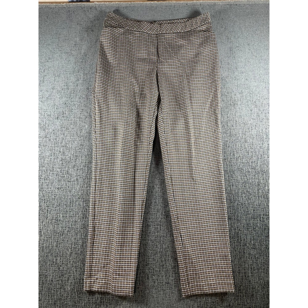 J. Jill Ponte Slim Leg Pants Brown Black Houndstooth Trousers Womens Medium